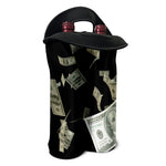 Flying US Dollar Print Double Neoprene Wine Tote