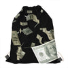 Flying US Dollar Print Drawstring Bag