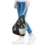 Flying US Dollar Print Drawstring Bag