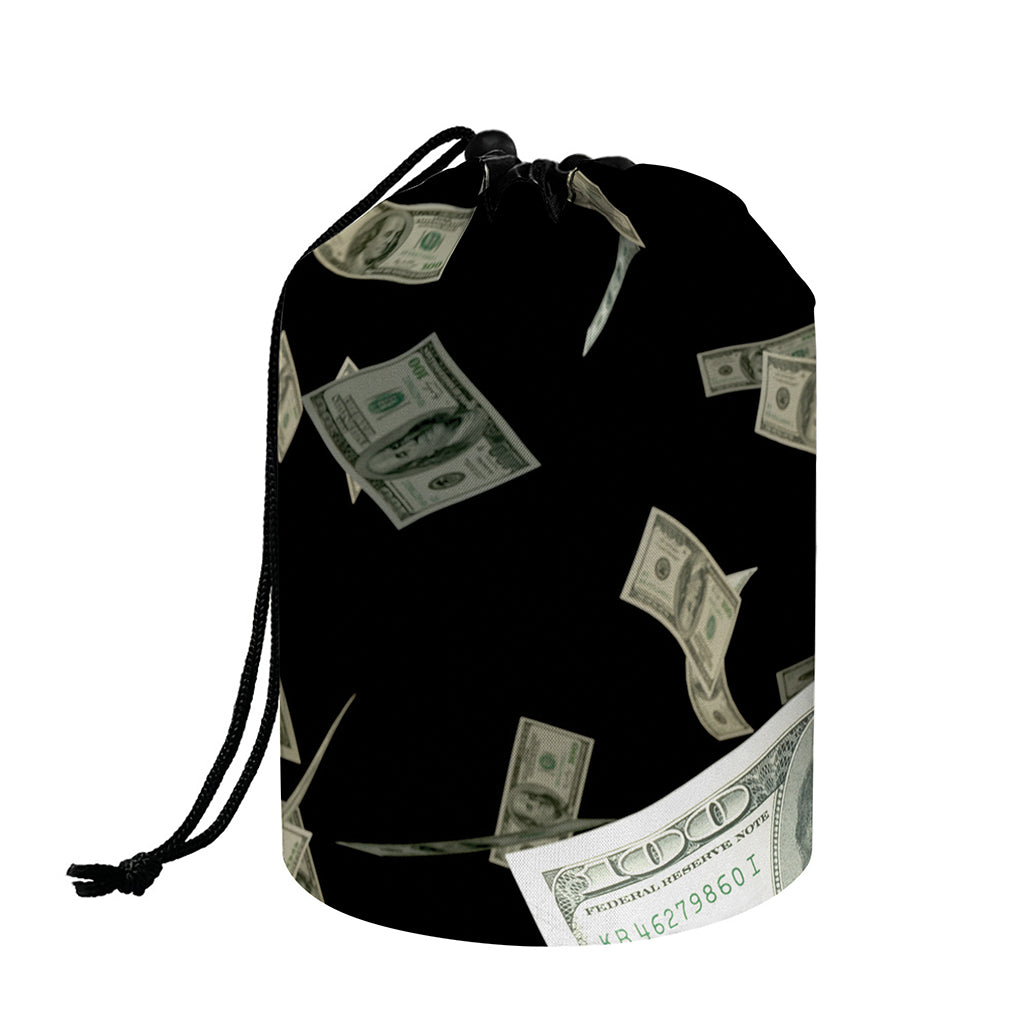 Flying US Dollar Print Drawstring Makeup Bag