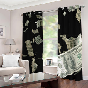 Flying US Dollar Print Extra Wide Grommet Curtains