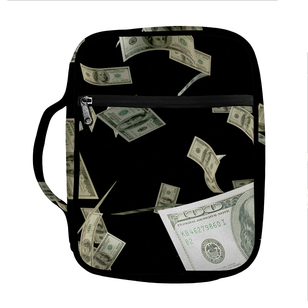 Flying US Dollar Print Front Pocket Bible Bag