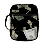 Flying US Dollar Print Front Pocket Bible Bag