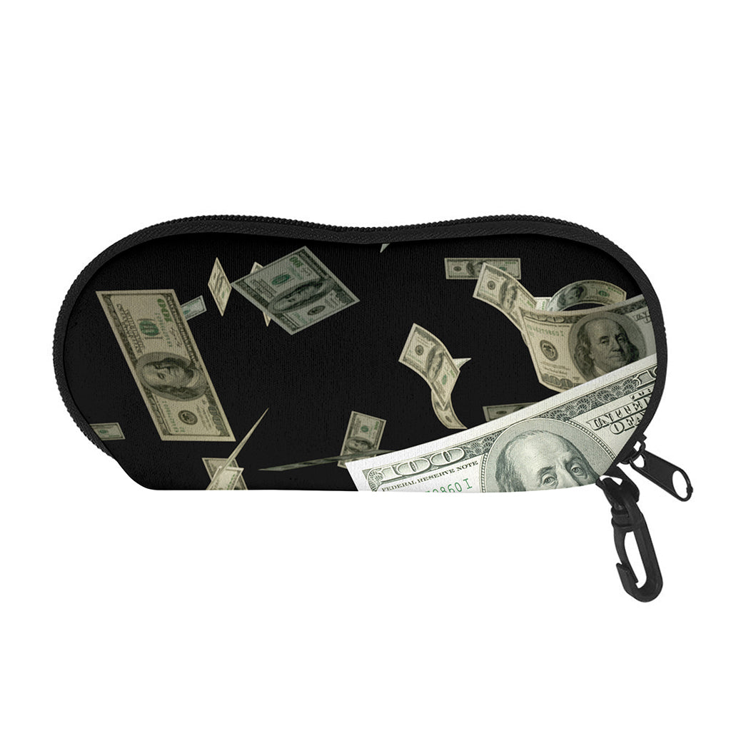 Flying US Dollar Print Glasses Case