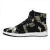 Flying US Dollar Print High Top Leather Sneakers