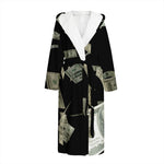 Flying US Dollar Print Hooded Bathrobe