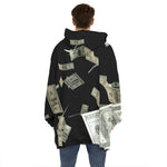 Flying US Dollar Print Hoodie Blanket