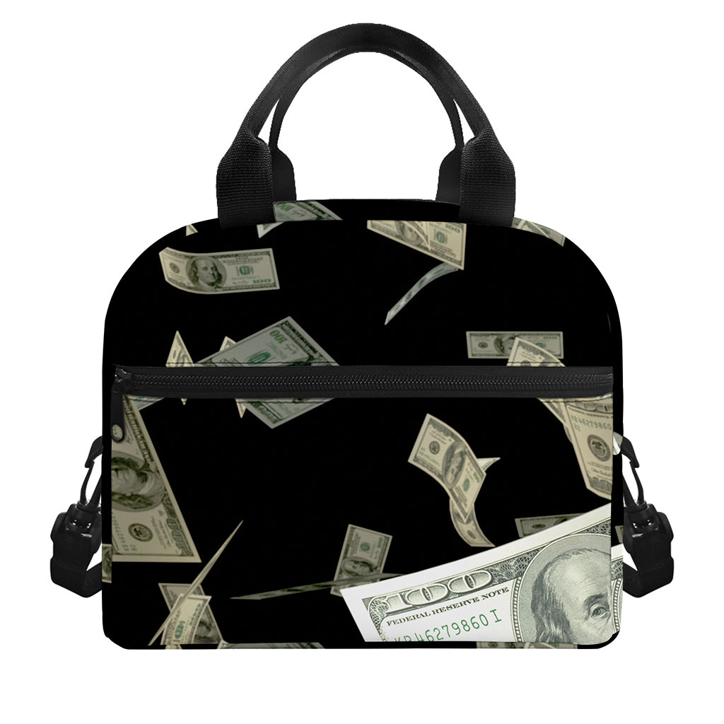 Flying US Dollar Print Insulated Lunch Bag