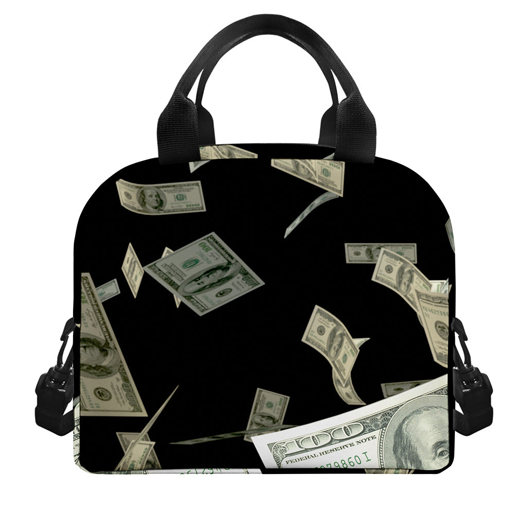 Flying US Dollar Print Insulated Lunch Bag