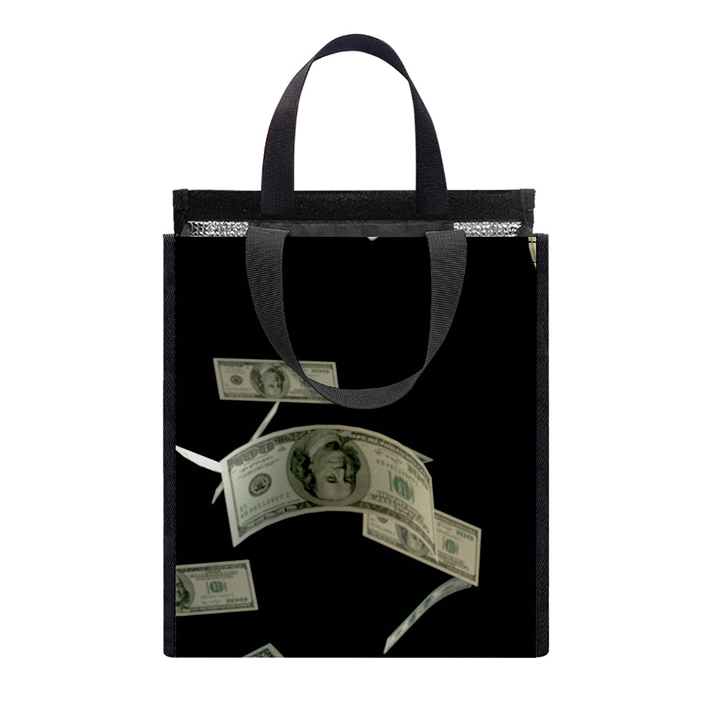 Flying US Dollar Print Insulated Lunch Tote