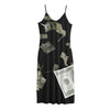 Flying US Dollar Print Jersey Midi Cami Dress