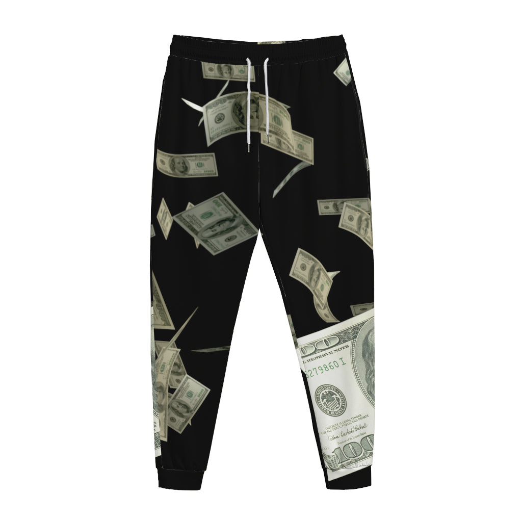 Flying US Dollar Print Jogger Pants