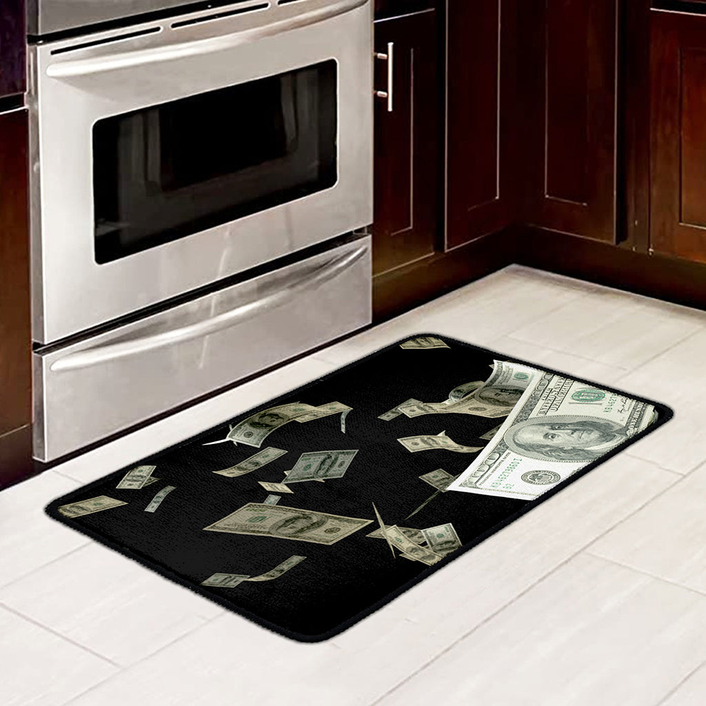 Flying US Dollar Print Kitchen Mat