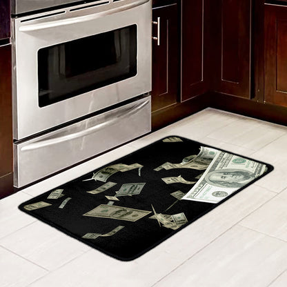 Flying US Dollar Print Kitchen Mat