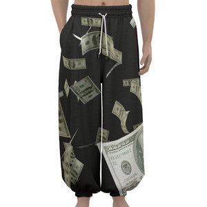 Flying US Dollar Print Lantern Pants