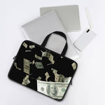 Flying US Dollar Print Laptop Sleeve With Handle