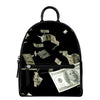 Flying US Dollar Print Leather Backpack