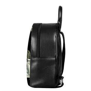 Flying US Dollar Print Leather Backpack