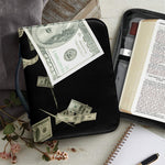 Flying US Dollar Print Leather Bible Cover