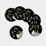 Flying US Dollar Print Leather Coaster Set