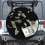 Flying US Dollar Print Leather Spare Tire Cover