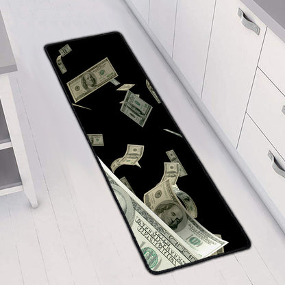 Flying US Dollar Print Long Kitchen Mat