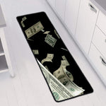 Flying US Dollar Print Long Kitchen Mat