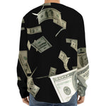 Flying US Dollar Print Long Sleeve Baseball Jersey