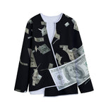 Flying US Dollar Print Long Sleeve Short Coat