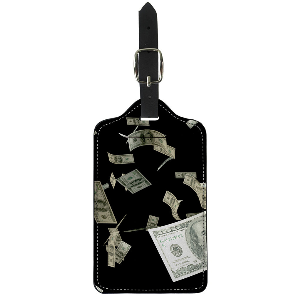 Flying US Dollar Print Luggage Tag