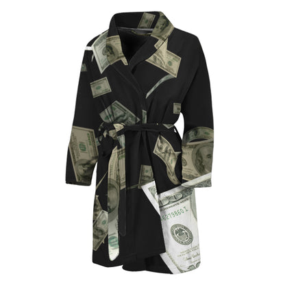 Flying US Dollar Print Men's Bathrobe