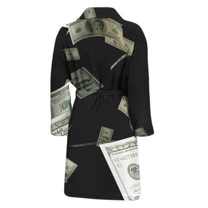 Flying US Dollar Print Men's Bathrobe