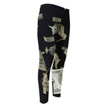 Flying US Dollar Print Men's Compression Pants