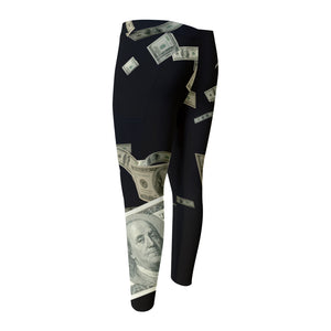 Flying US Dollar Print Men's Compression Pants