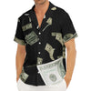 Flying US Dollar Print Men's Deep V-Neck Shirt