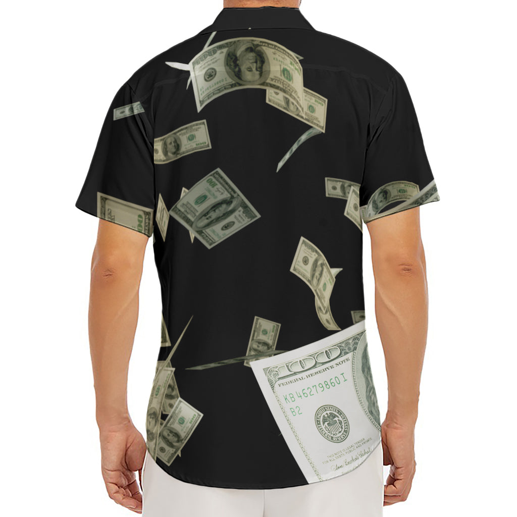 Flying US Dollar Print Men's Deep V-Neck Shirt