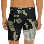 Flying US Dollar Print Men's Long Boxer Briefs