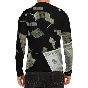 Flying US Dollar Print Men's Long Sleeve Rash Guard