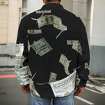 Flying US Dollar Print Men's Shirt Jacket