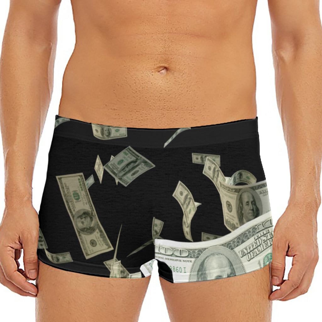 Flying US Dollar Print Men's Short Boxer Briefs