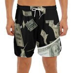 Flying US Dollar Print Men's Split Running Shorts