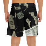 Flying US Dollar Print Men's Split Running Shorts