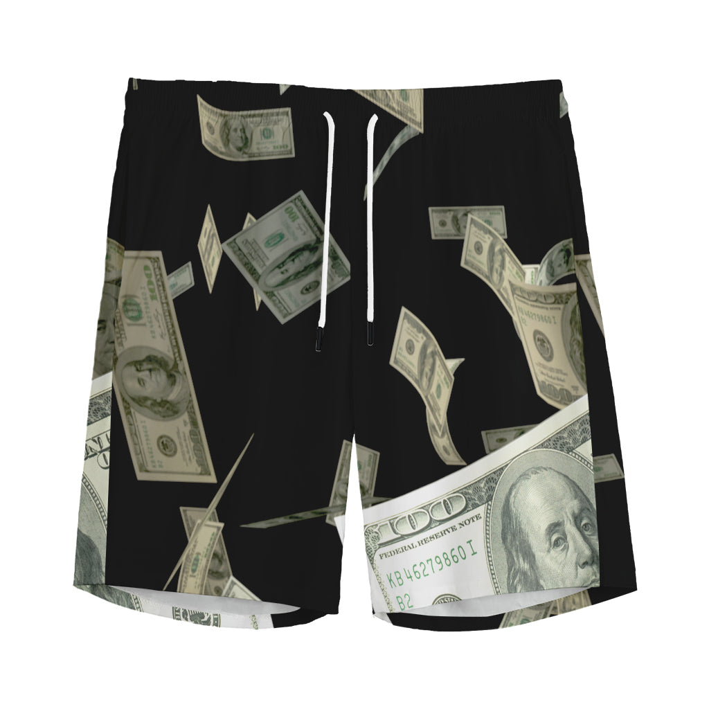 Flying US Dollar Print Men's Sports Shorts