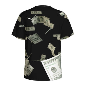 Flying US Dollar Print Men's Sports T-Shirt