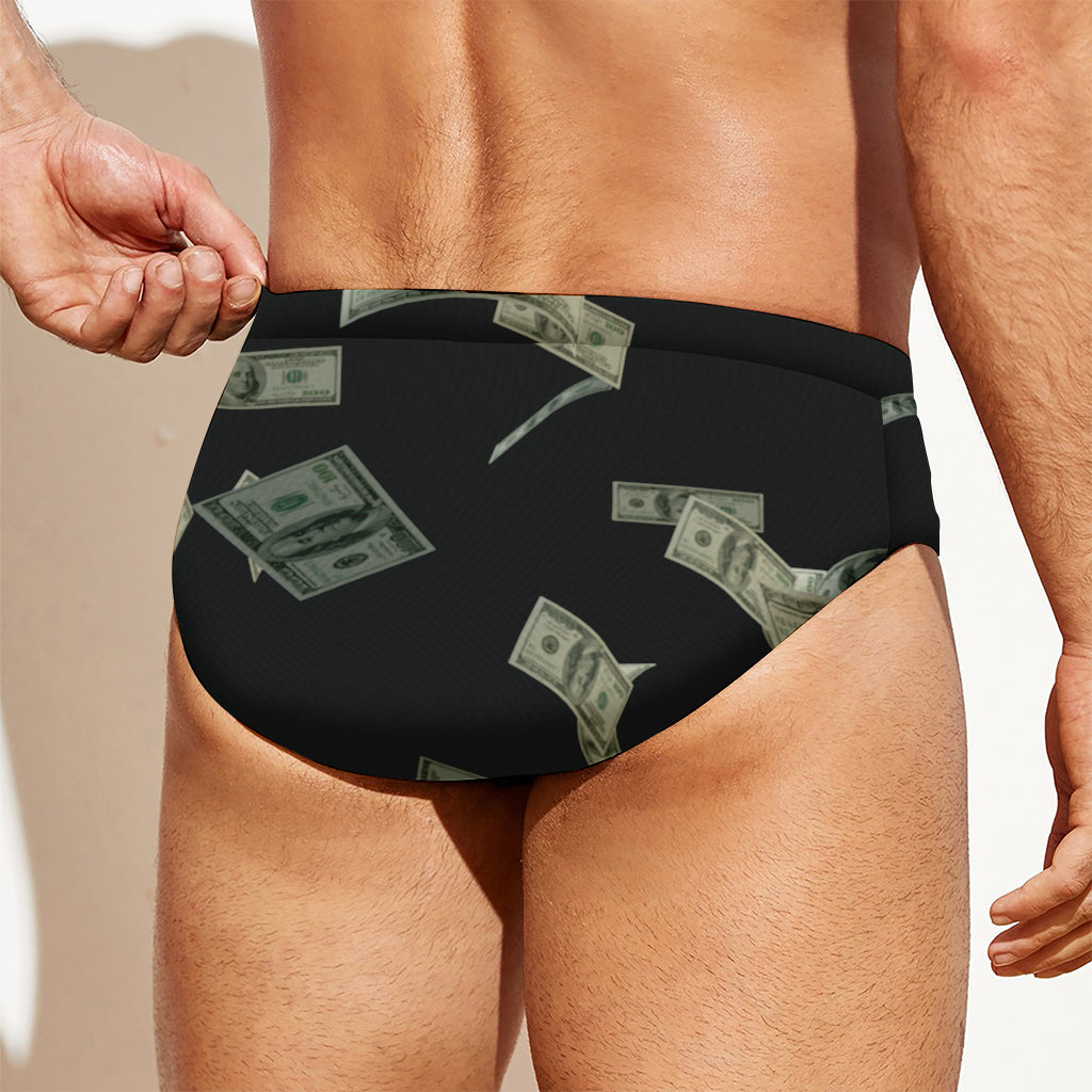 Flying US Dollar Print Men's Swim Briefs