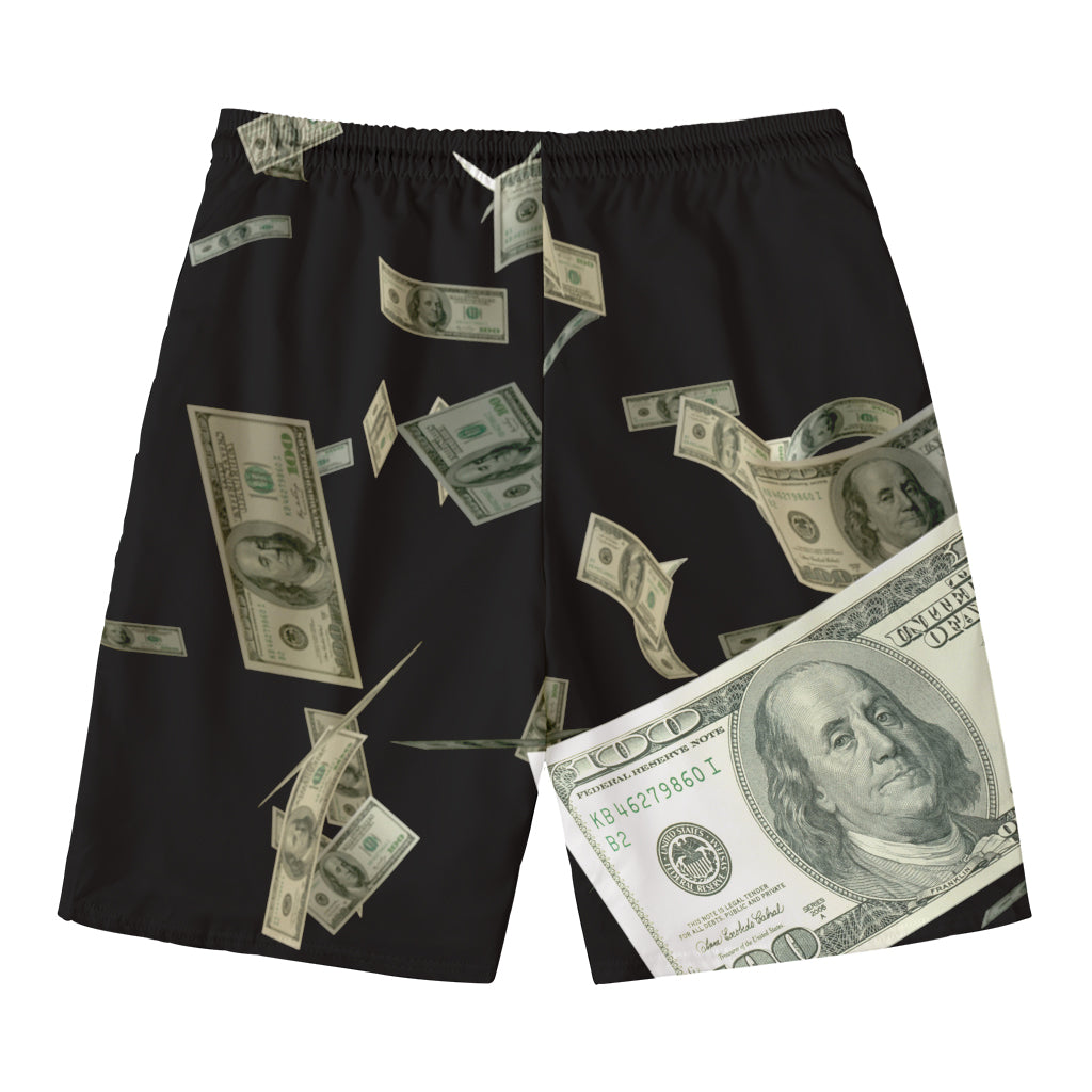 Flying US Dollar Print Men's Swim Trunks