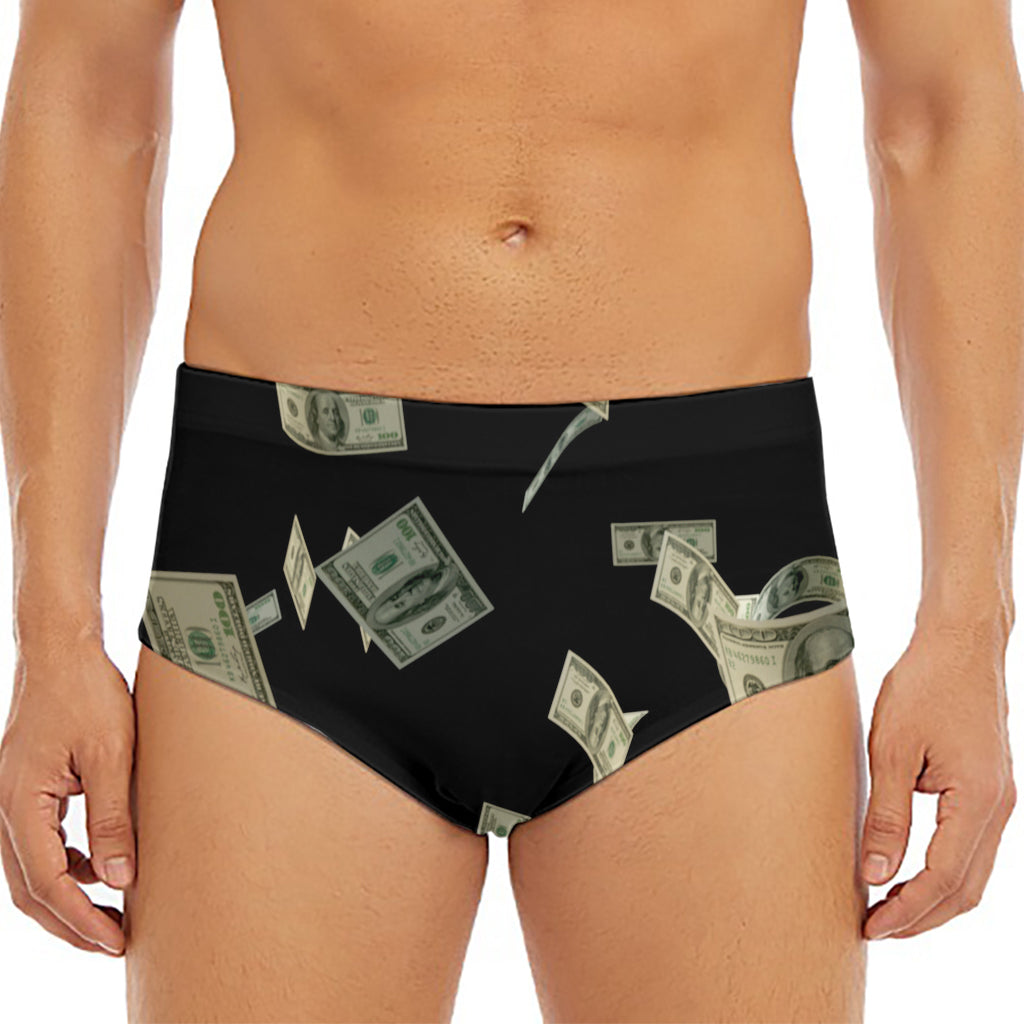Flying US Dollar Print Men's Triangle Swim Briefs