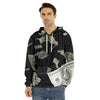 Flying US Dollar Print Men's Velvet Pullover Hoodie