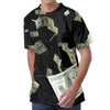 Flying US Dollar Print Men's Velvet T-Shirt