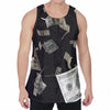 Flying US Dollar Print Men's Velvet Tank Top